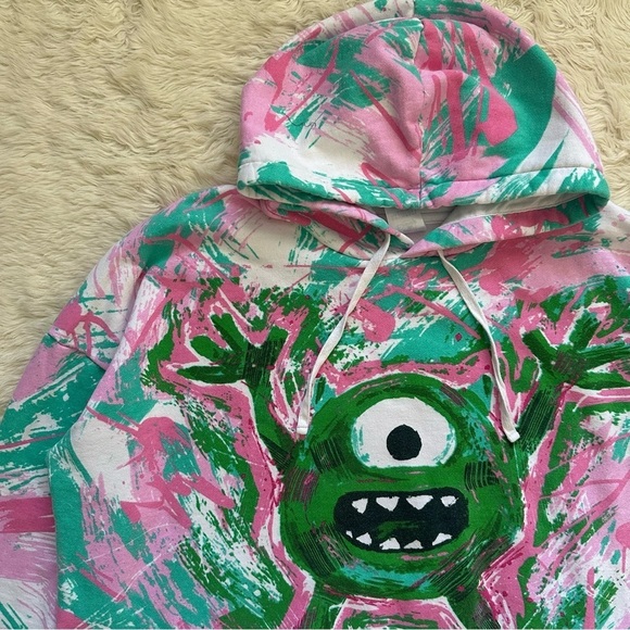 Disney Hoodie Monsters Inc Mike Wazowski Graffiti Long Sleeve Pullover Hooded XL - Picture 4 of 12
